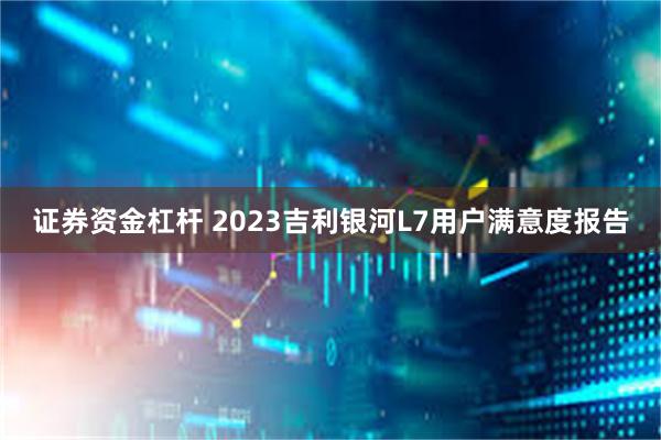 证券资金杠杆 2023吉利银河L7用户满意度报告